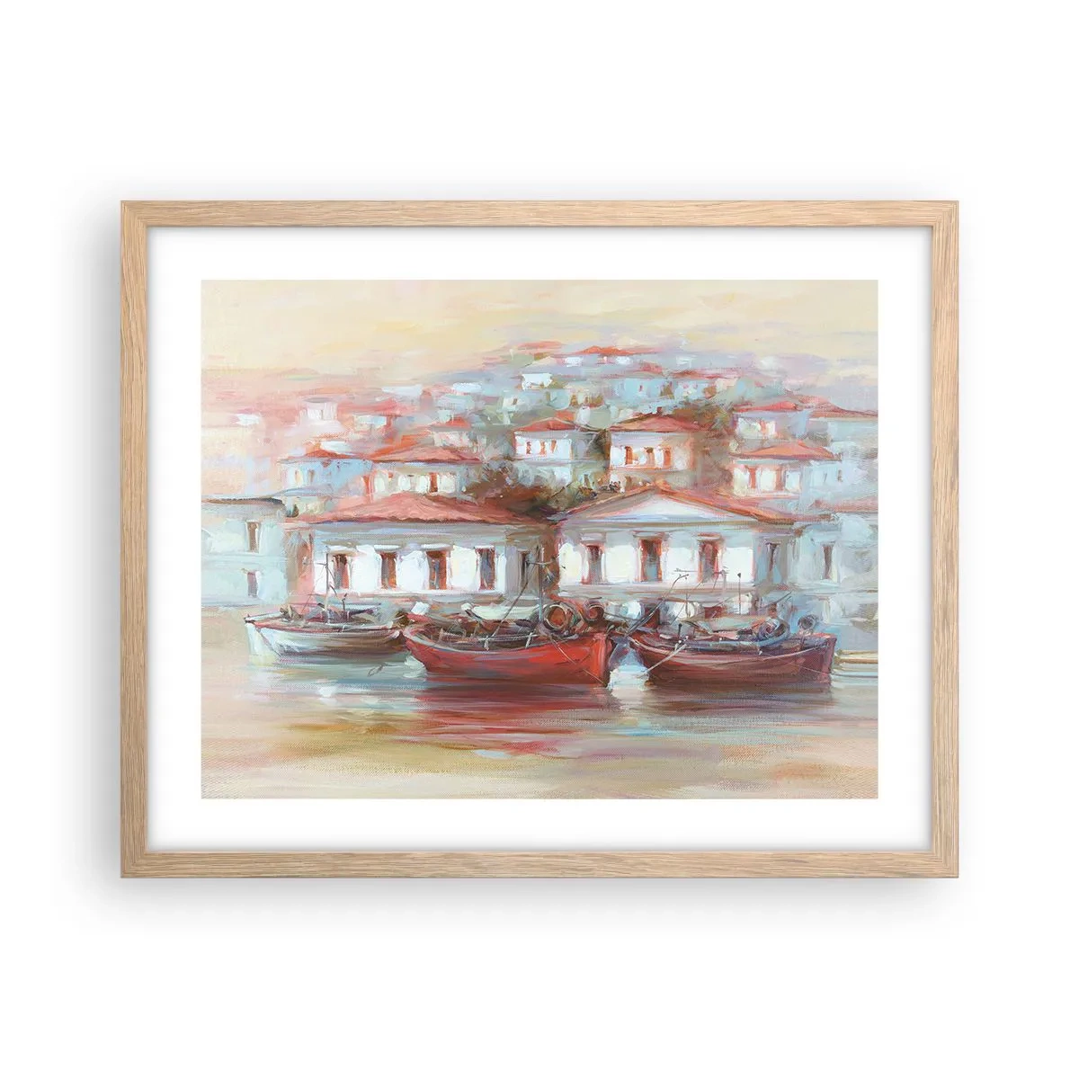 Poster in light oak frame - Happy Town - 50x40 cm