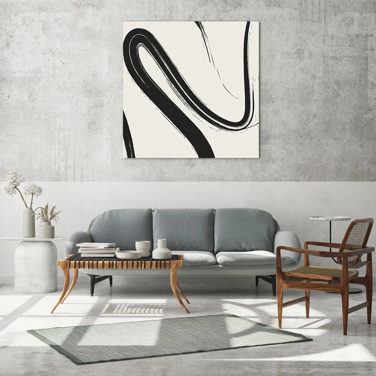 Glass picture - Black and White Fancy - 30x30 cm