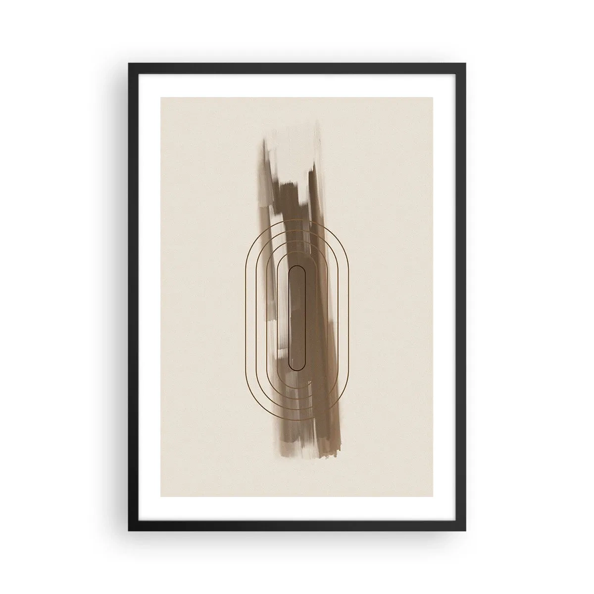 Poster in black frame - Geometric form in shades of brown and beige - 50x70cm - Blast of Grey - Modern wall decoration for the living room and bedroom ARTTOR