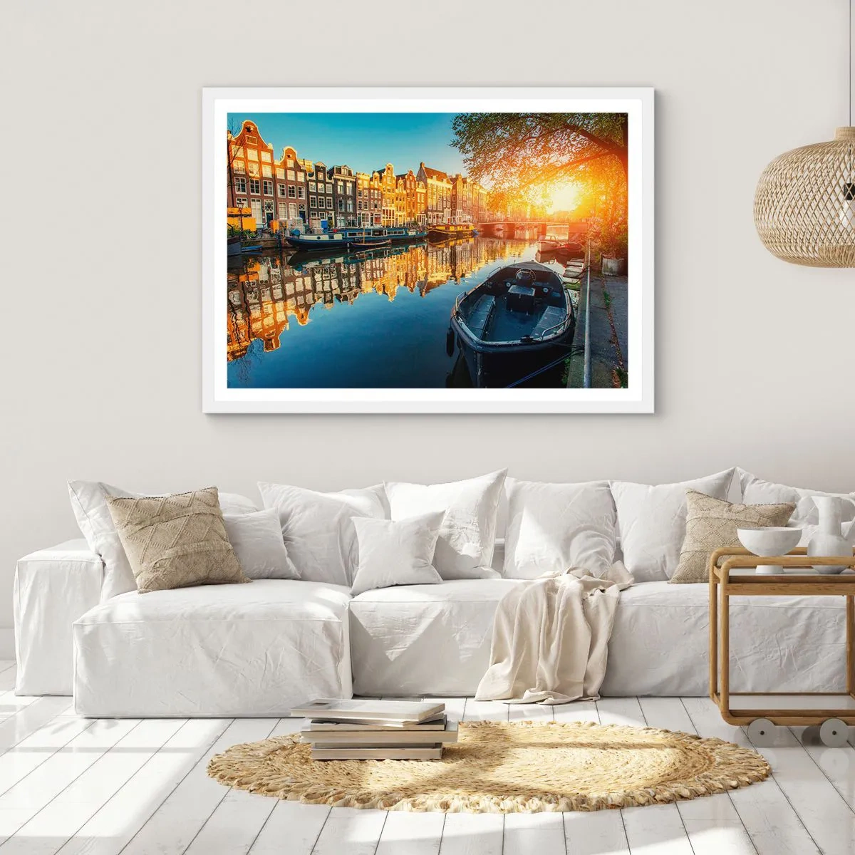 Poster in white frmae - Morning in Amsterdam - 100x70 cm