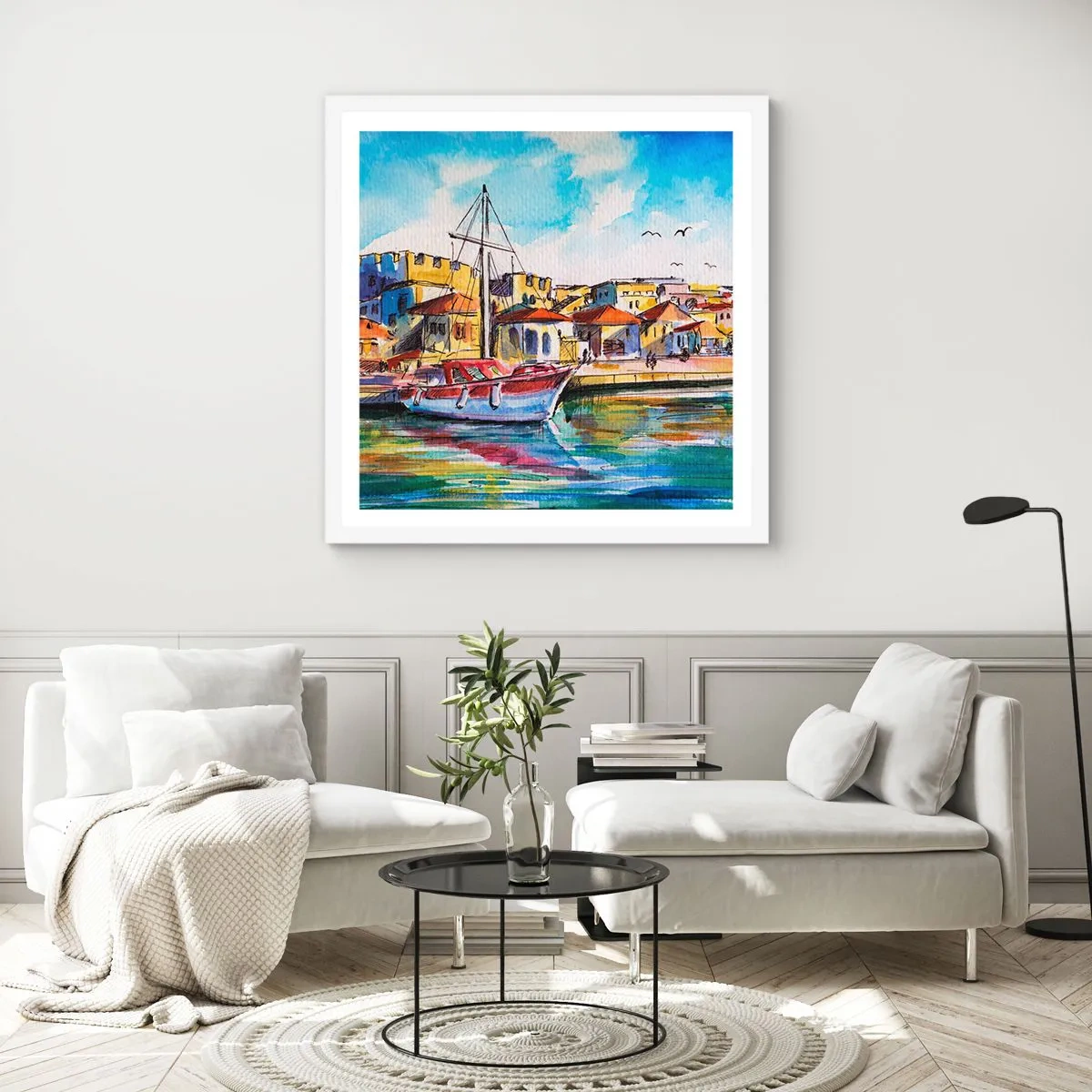 Poster in white frmae - Rainbow Afternoon - 60x60 cm