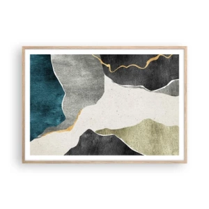 Poster in light oak frame - Mosaic Composition with a Gold Thread - 100x70 cm