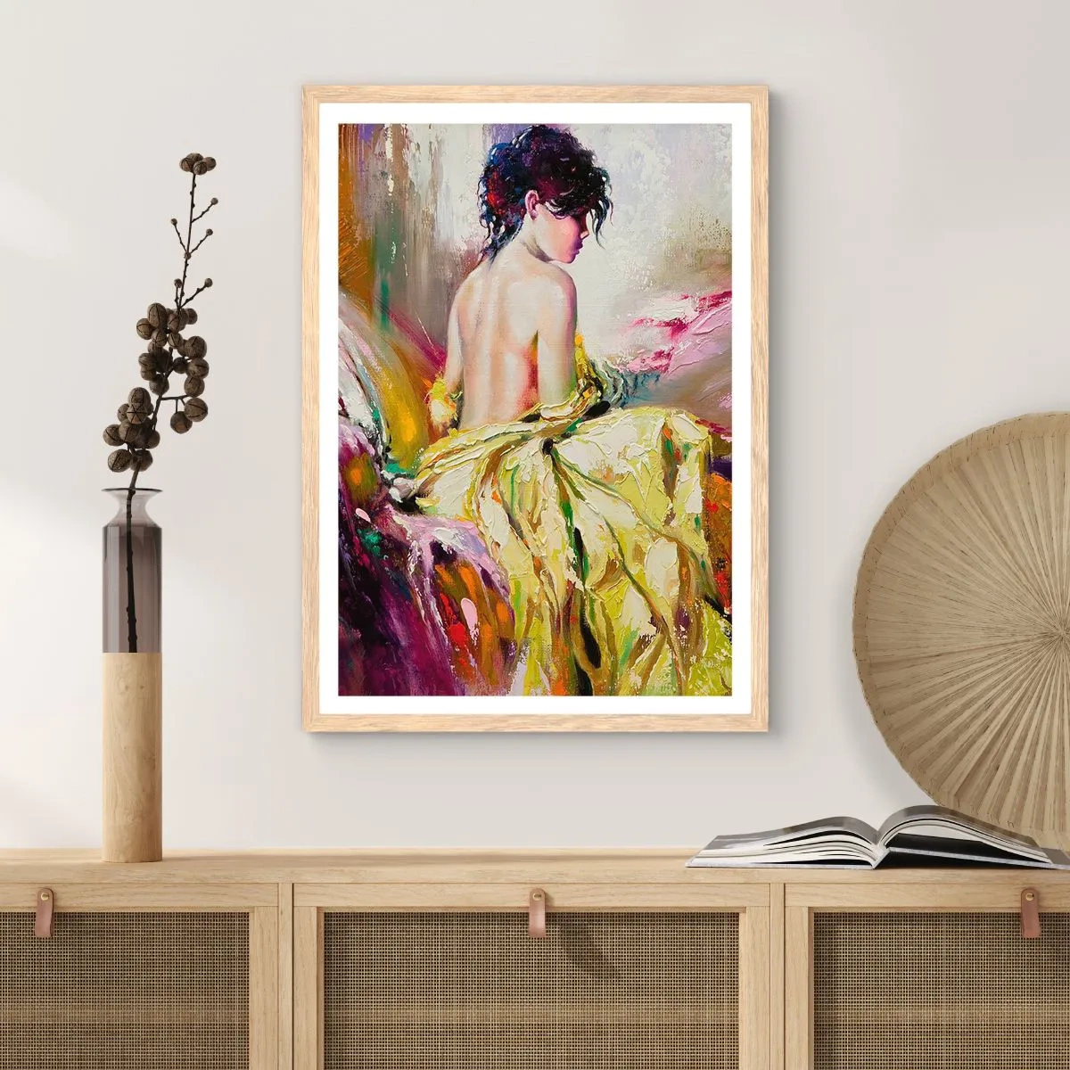 Poster in light oak frame - Graceful in Yellow - 30x40 cm