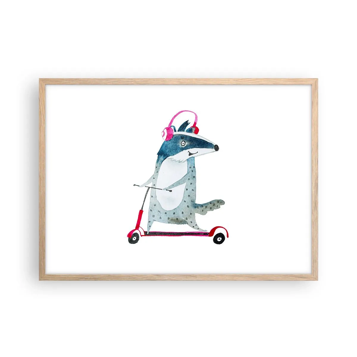 Poster in light oak frame - Joys of a Badger - 70x50 cm