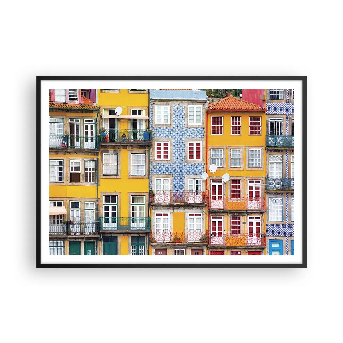 Poster in black frame - Colours of Old Town - 100x70 cm