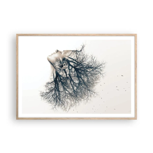 Poster in light oak frame - Listening to the Whisper of the Trees - 100x70 cm