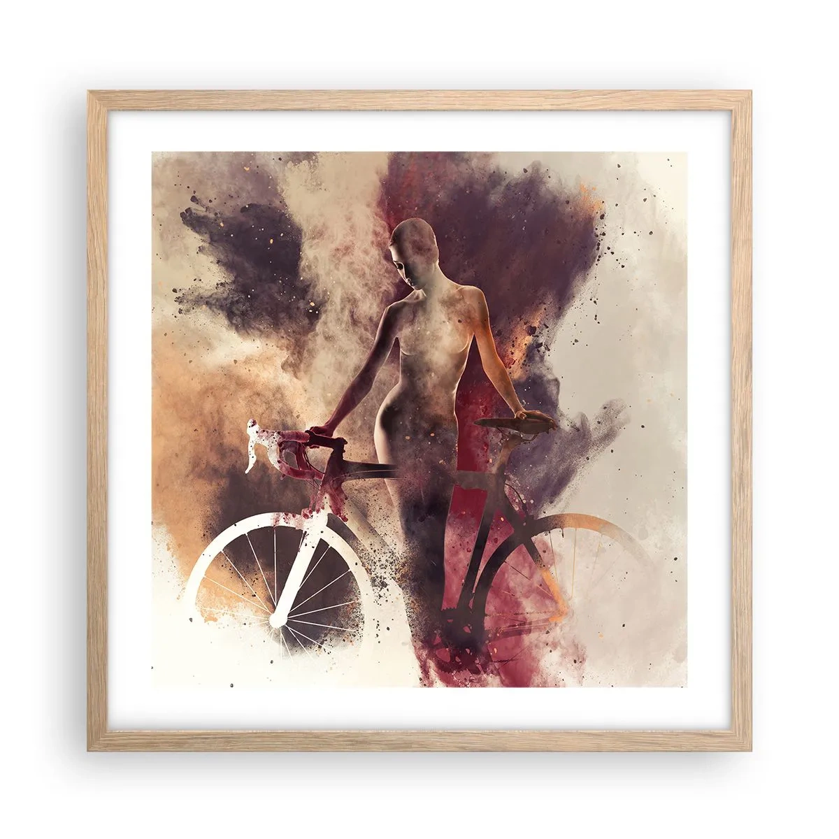 Poster in light oak frame - Marble Sculpted Biker's Soul - 50x50 cm