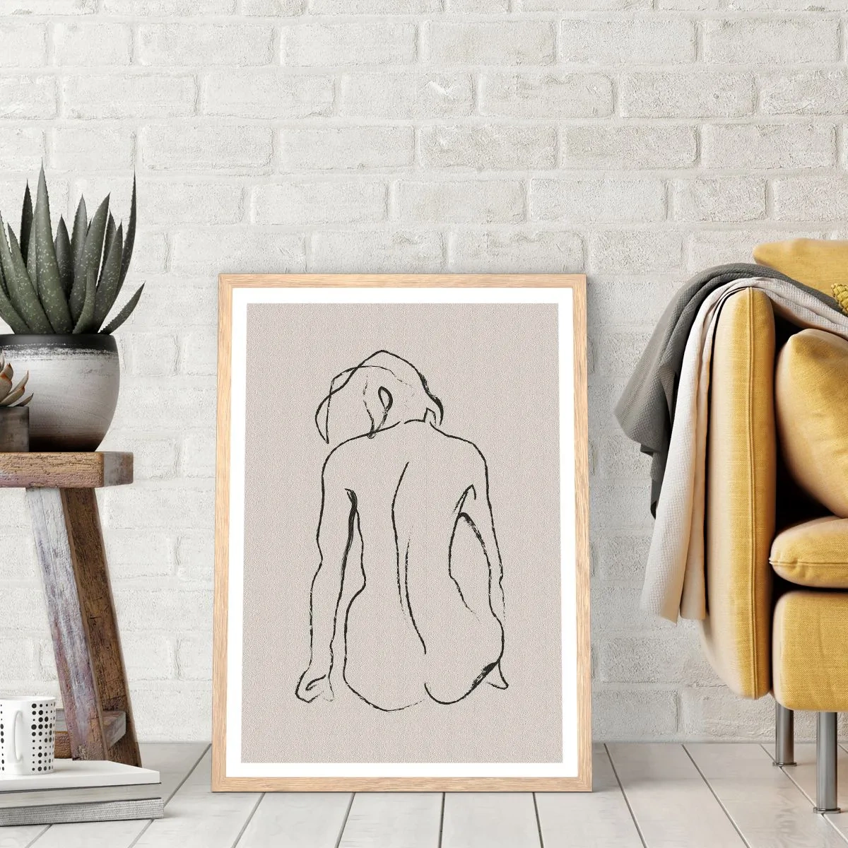 Poster in light oak frame - Woman Nude - 61x91 cm