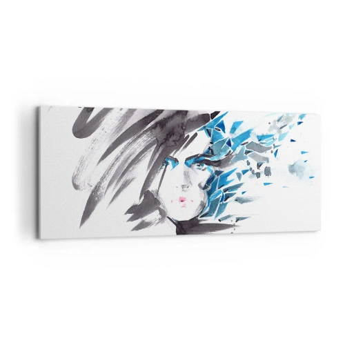Canvas picture - Sensual Portrait in Grey and Blue - 100x40 cm