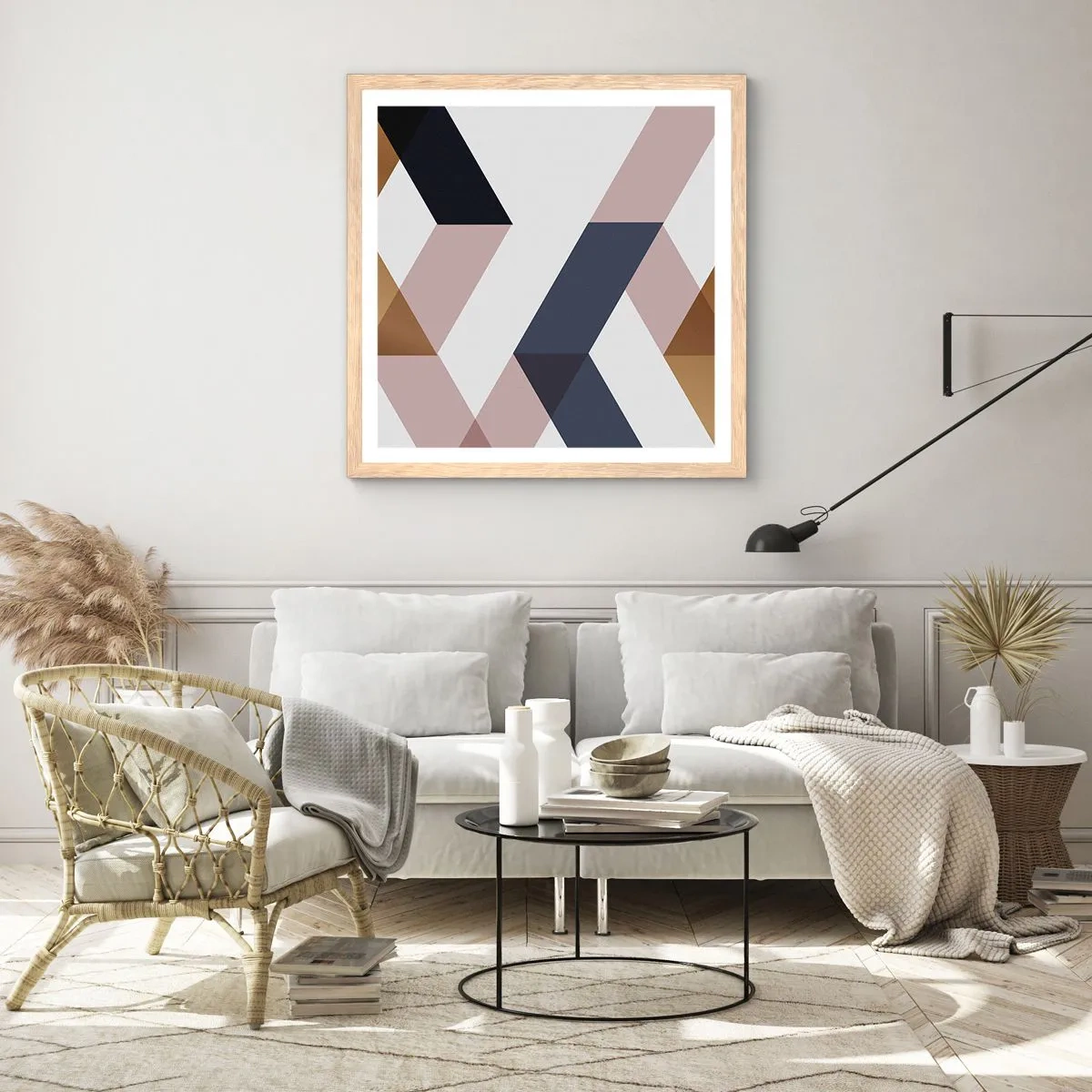 Poster in light oak frame - Planes and Angles - 60x60 cm