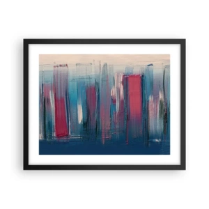 Poster in black frame - Vertical Composition In Blue And Red - 50x40 cm