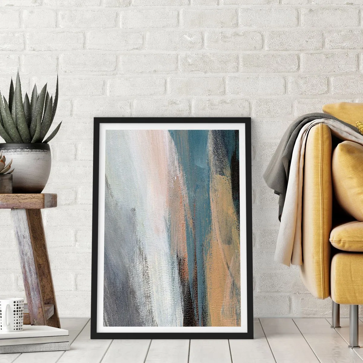 Poster in black frame - Abstract: Northern Landscsape - 40x50 cm