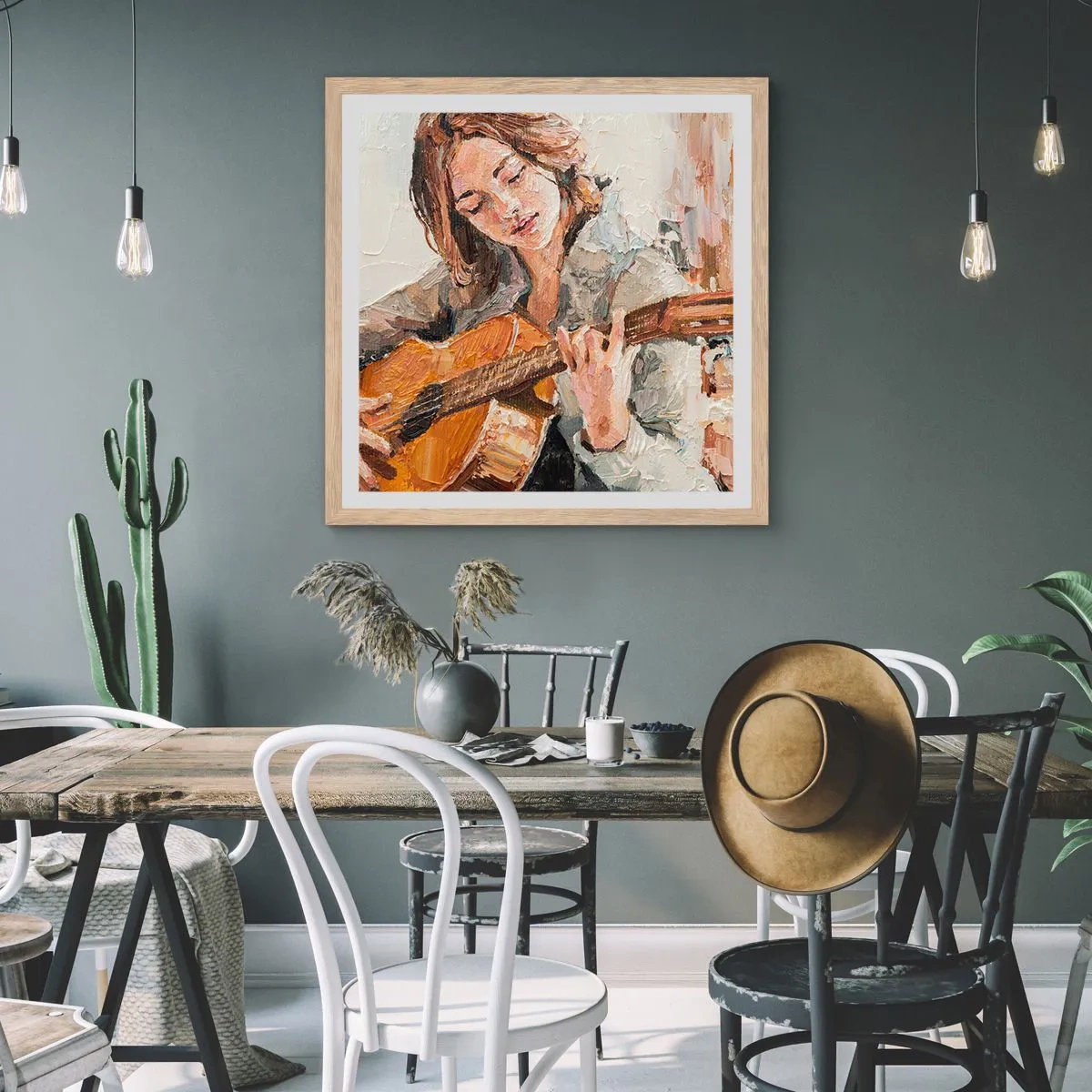 Poster in light oak frame - Concert for Guitar and Girly Heart - 40x40 cm