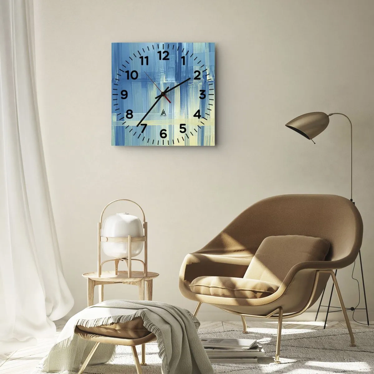 Wall clock - Clock on glass - Composition In Turquoise - 30x30 cm