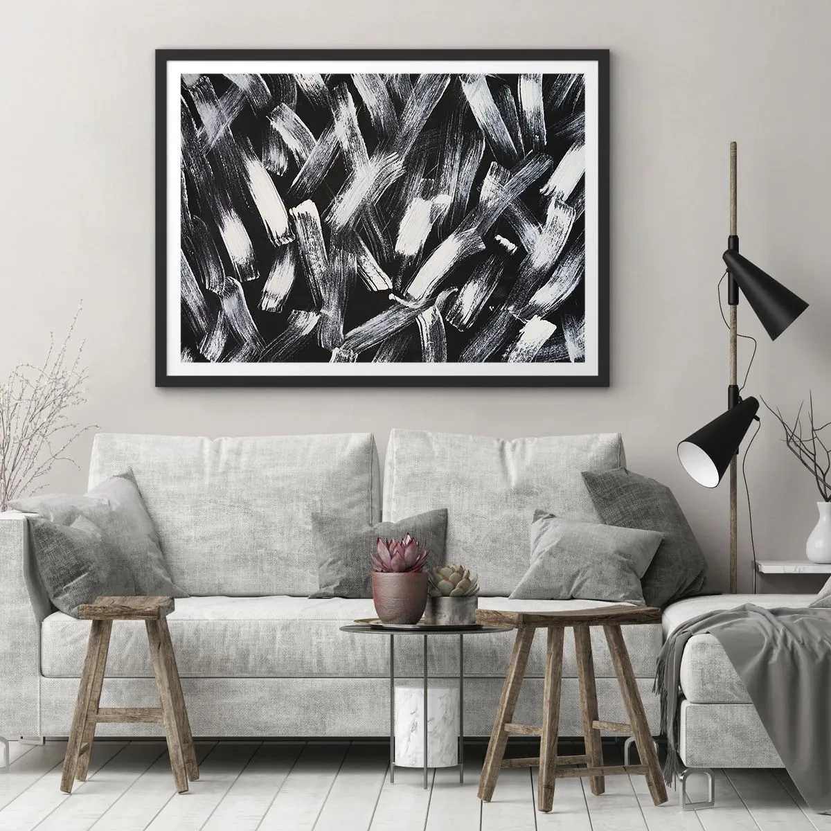 Poster in black frame - Abstract in Industrial Spirit - 100x70 cm
