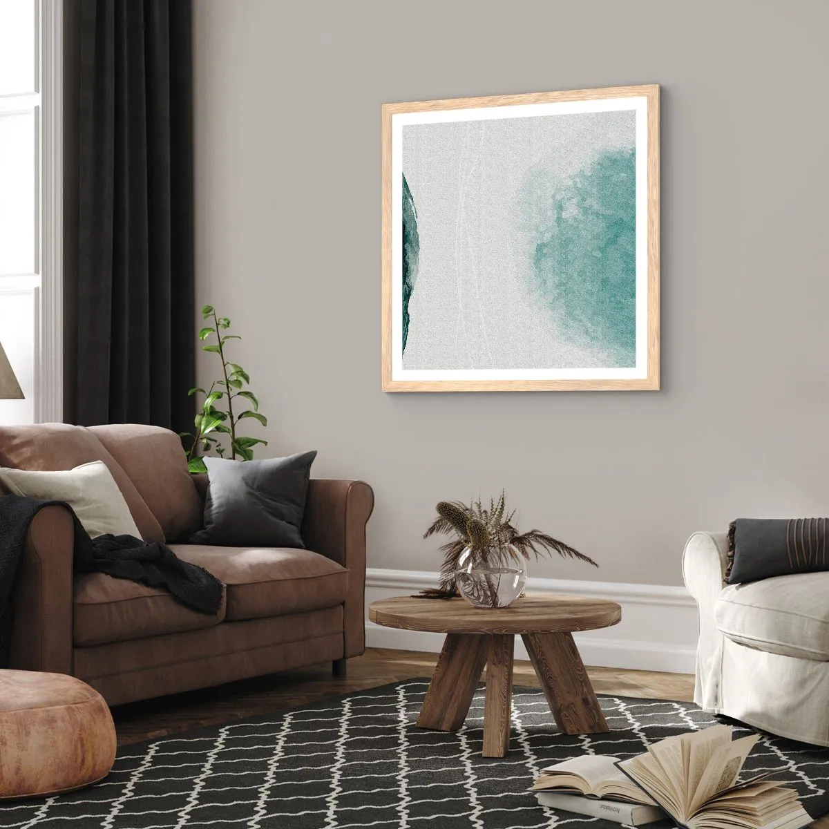 Poster in light oak frame - Encounter With Fog - 60x60 cm