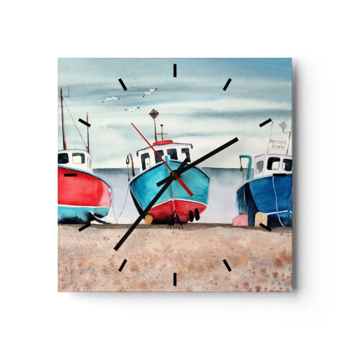Wall clock - Clock on glass - Ready for Fishing - 30x30 cm