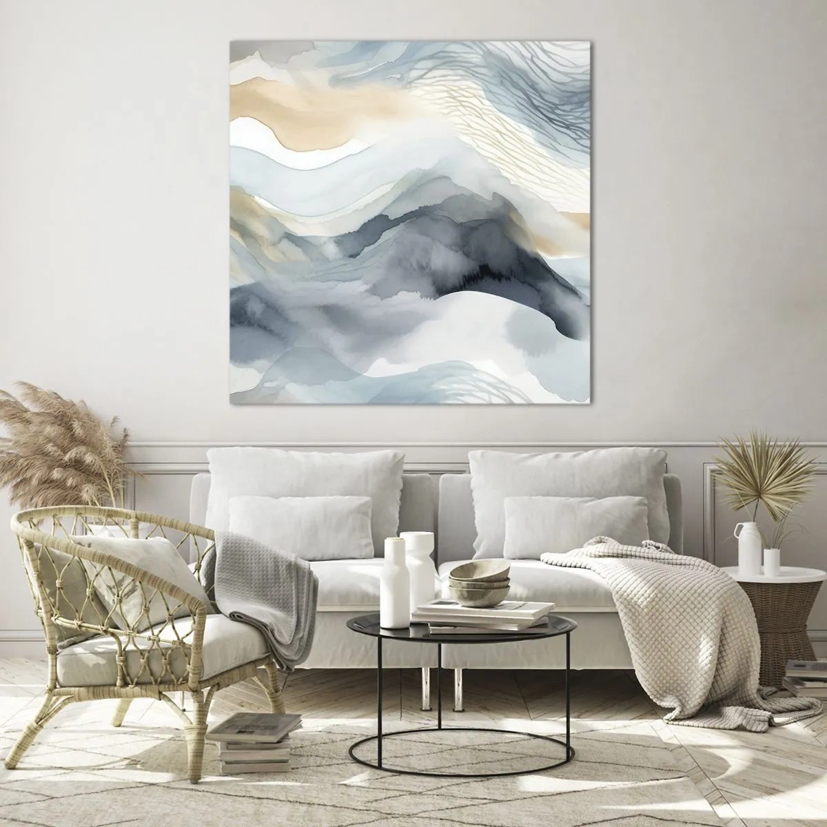 Glass picture - Snowy and Foggy Abstract - 50x50 cm