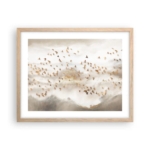 Poster in light oak frame - It Is Time - 50x40 cm