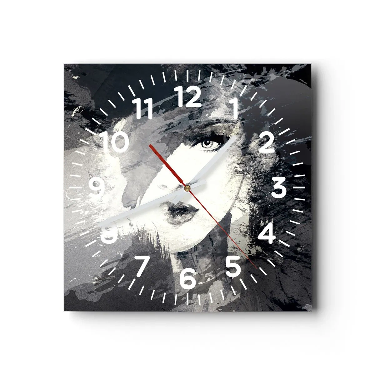 Wall clock - Clock on glass - From Behind Grey Voile - 30x30 cm