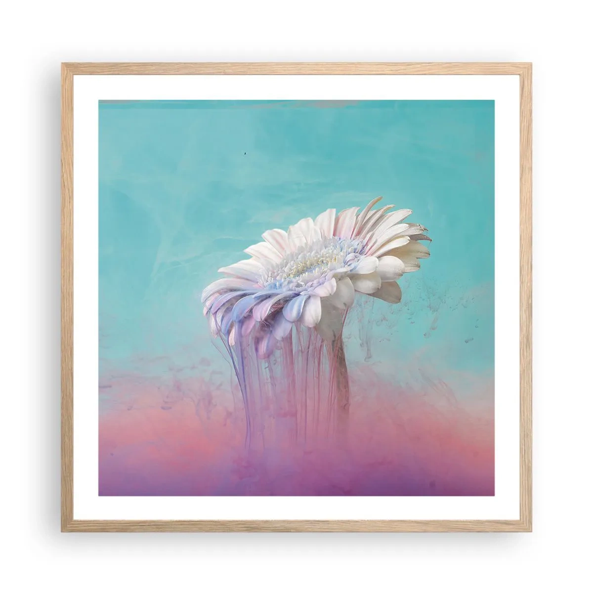 Poster in light oak frame - Afterlife of Flowers - 60x60 cm