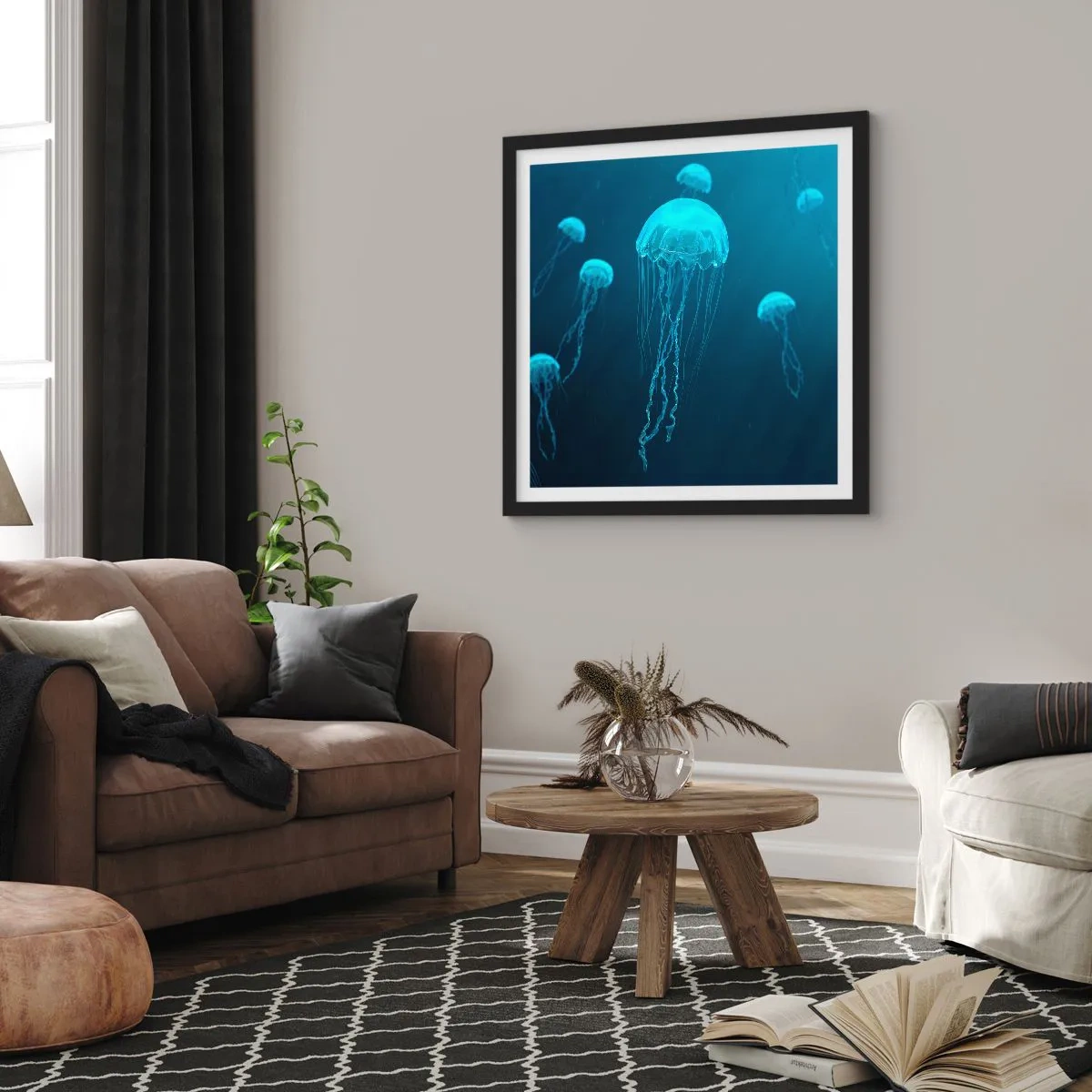 Poster in black frame - Ocean Dance - 60x60 cm