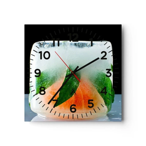Wall clock - Clock on glass - Freshness and Coolness - 30x30 cm