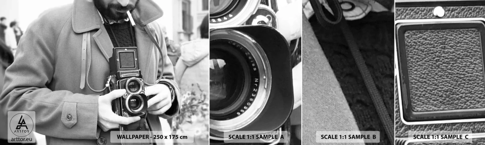 Photo Wallpaper Sample Standard Eco - In Retro Style - Camera, Vintage, Camera - 100x30 cm