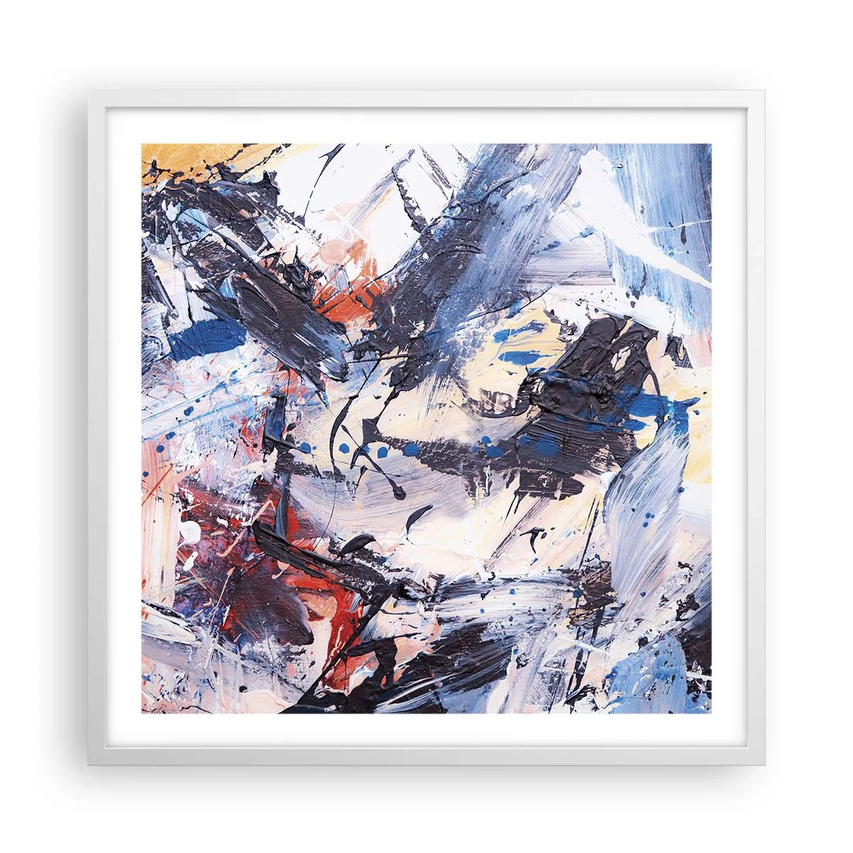Poster in white frmae - Crazy Dance of Abstraction - 60x60 cm