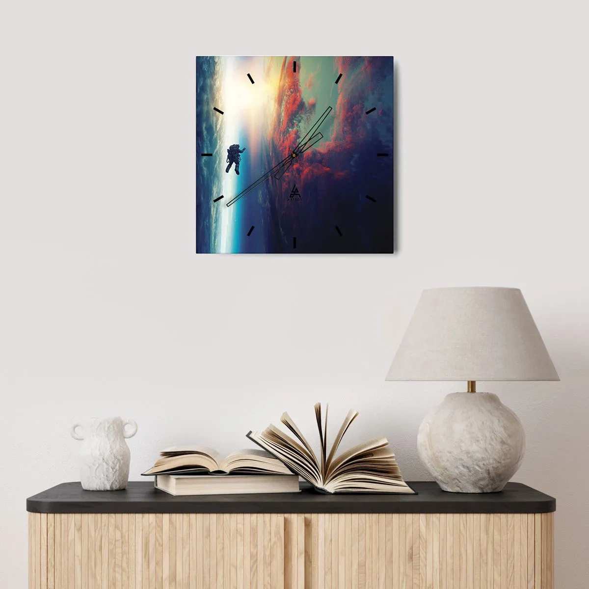 Wall clock - Clock on glass - Confronting the Universe - 30x30 cm