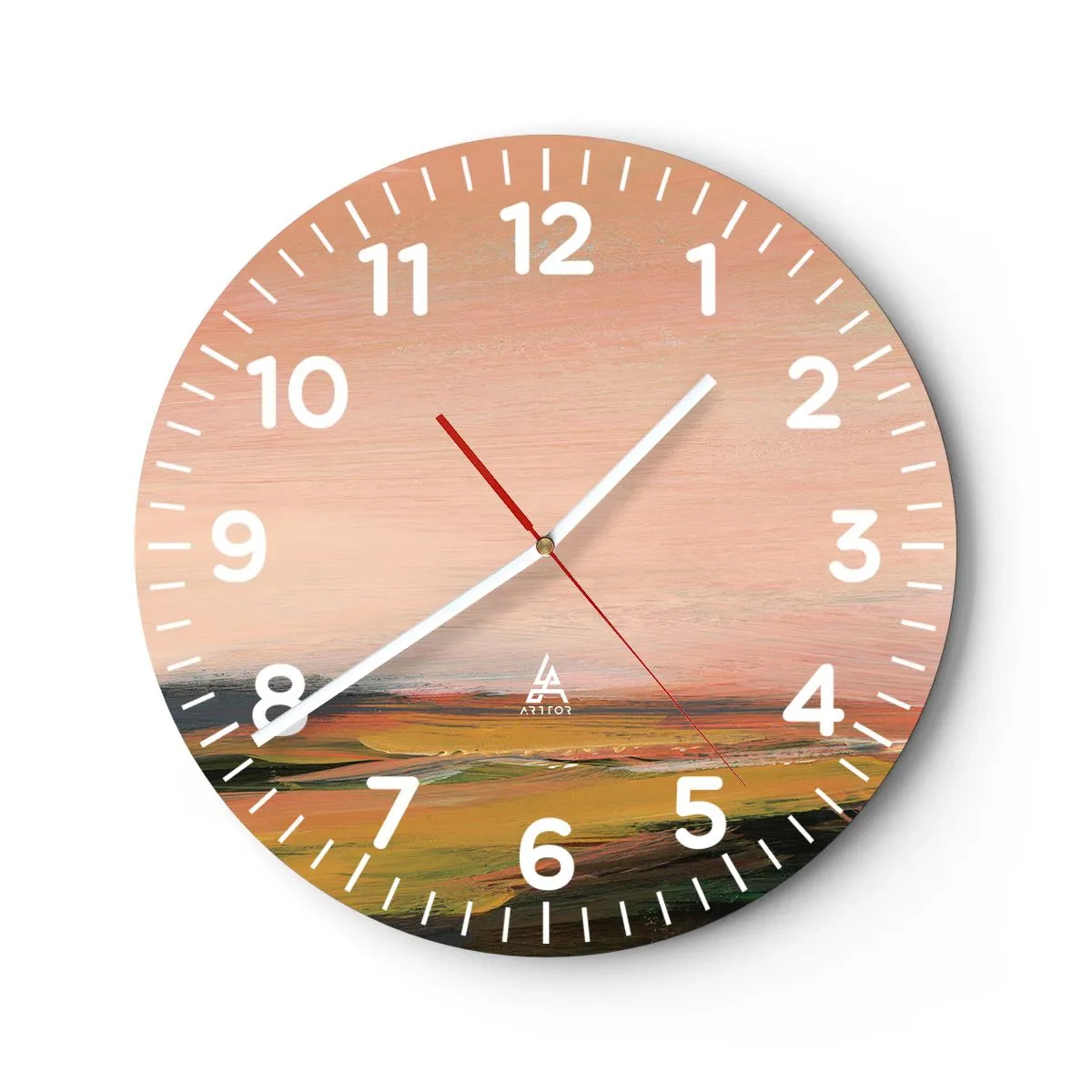 Wall clock - Clock on glass - In Pink Tones - 30x30 cm