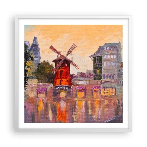 Poster in white frmae - Icons of Paris - Moulin Rouge - 60x60 cm