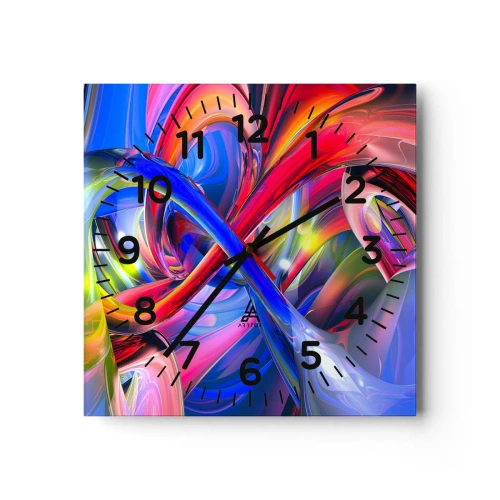 Wall clock - Clock on glass - Dance of Colours - 40x40 cm