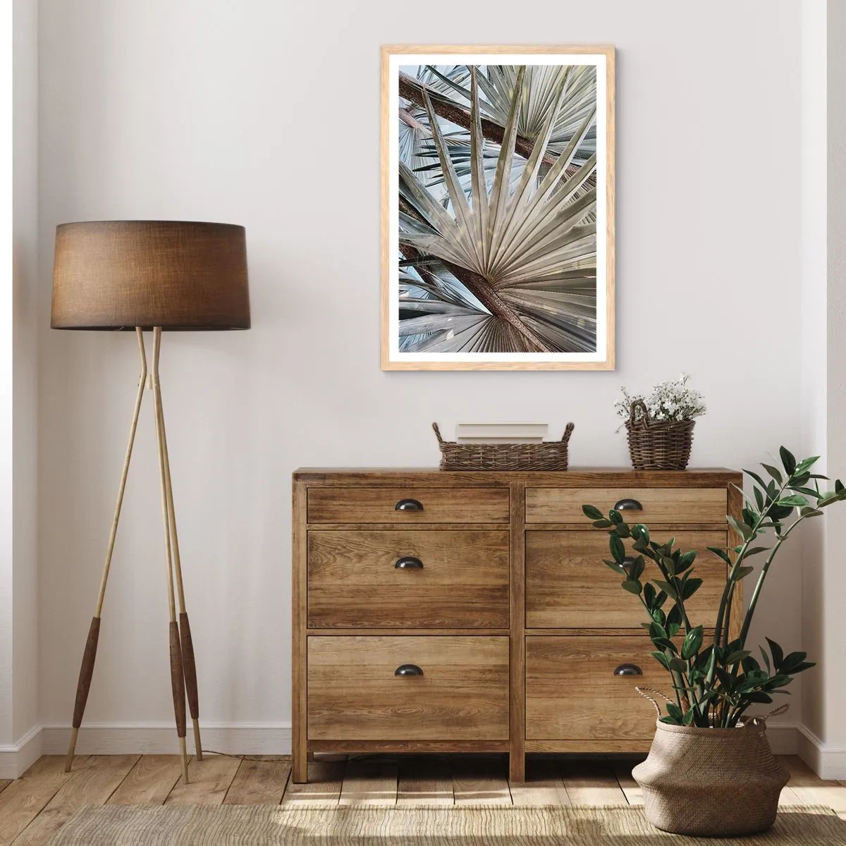 Poster in light oak frame - Fans in tropics - 70x100 cm