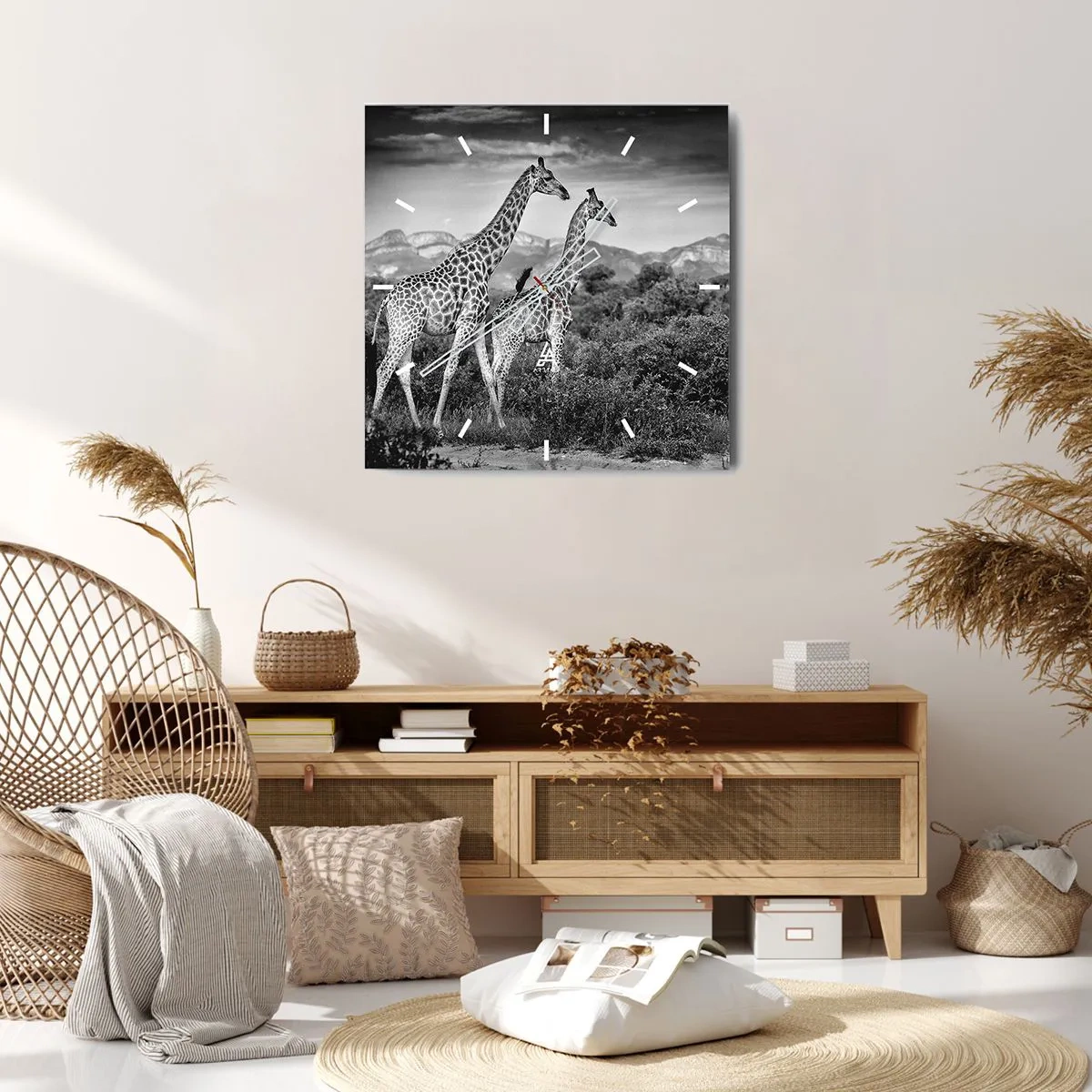 Wall clock - Clock on glass - Higher Spheres in Africa - 30x30 cm