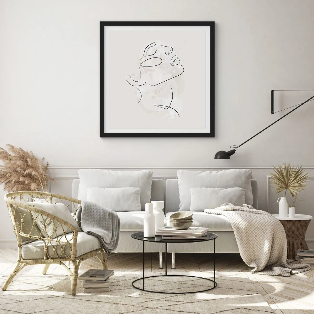 Poster in black frame - Outline of Happiness - 30x30 cm