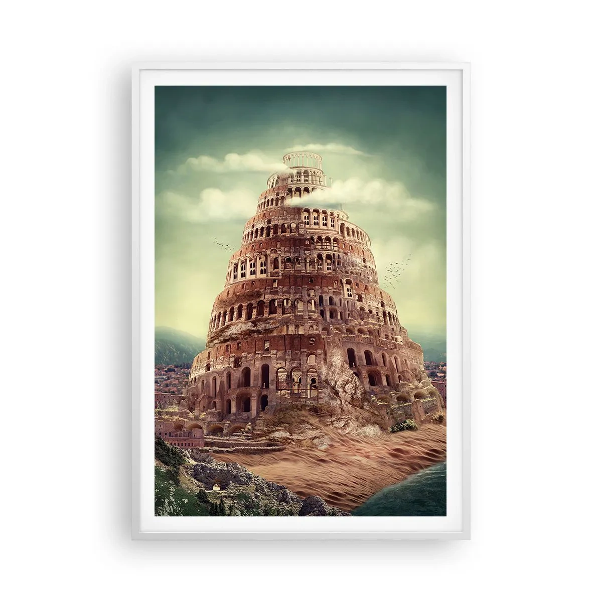 Poster in white frmae - Tower of Babel - 70x100 cm