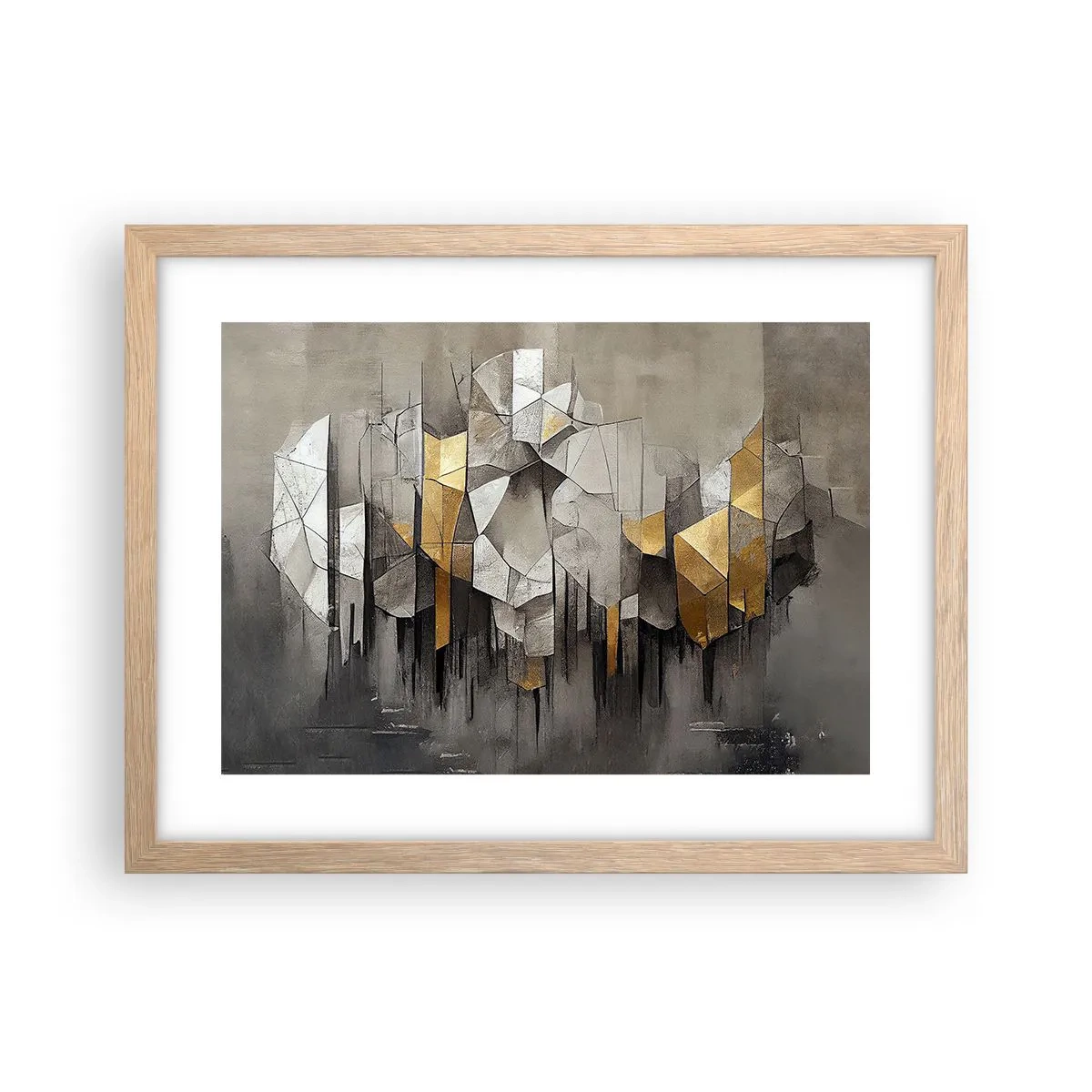 Poster in light oak frame - Composition of Ice and Light - 40x30 cm