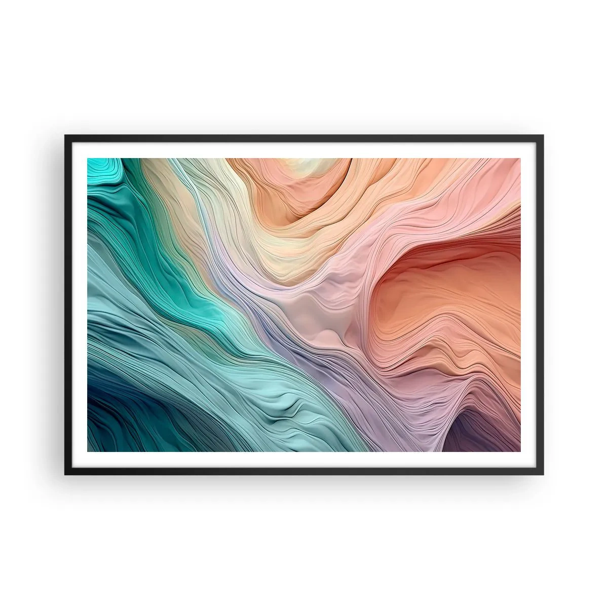 Poster in black frame - Rainbow Wave - 100x70 cm
