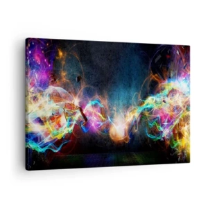Canvas picture - Colorful flashes of light in an abstract composition - 70x50cm - Joyfully against Darkness - Modern wall decoration for the living room and bedroom ARTTOR