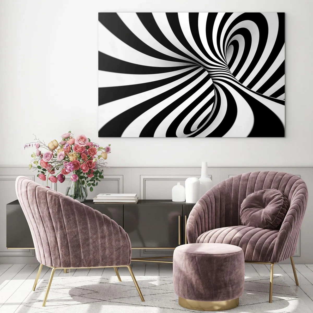 Glass picture - Composition: Dancing Space - 120x80 cm