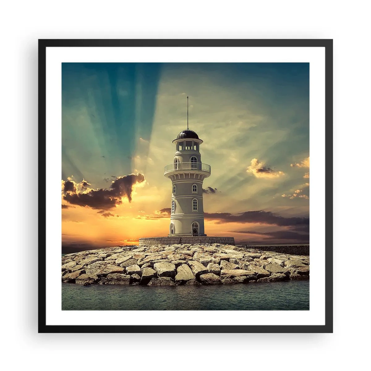 Poster in black frame - Light, Hope, Beauty - 60x60 cm