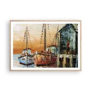 Poster in light oak frame - Calm Return - 100x70 cm