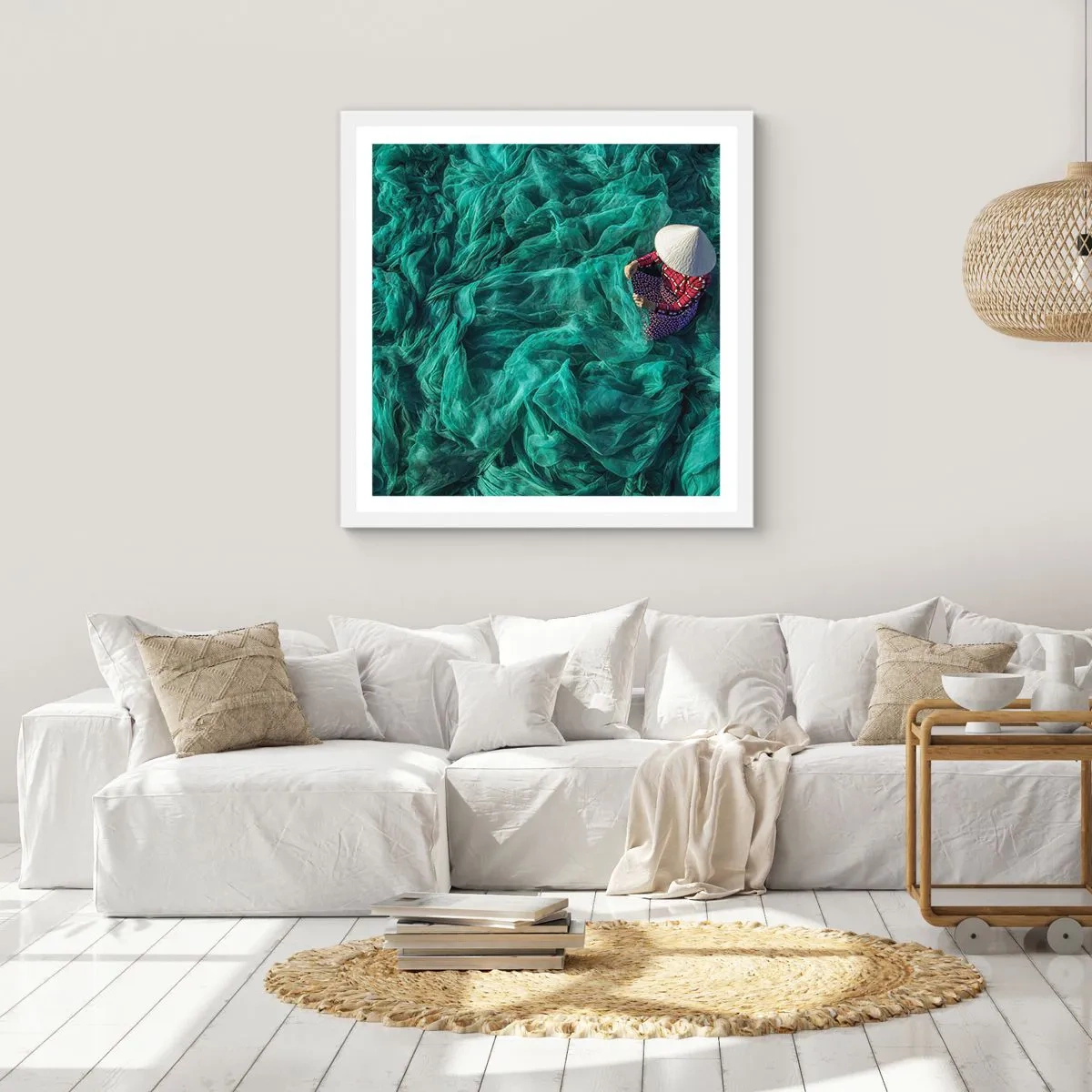 Poster in white frmae - In the Sea of Nets - 40x40 cm