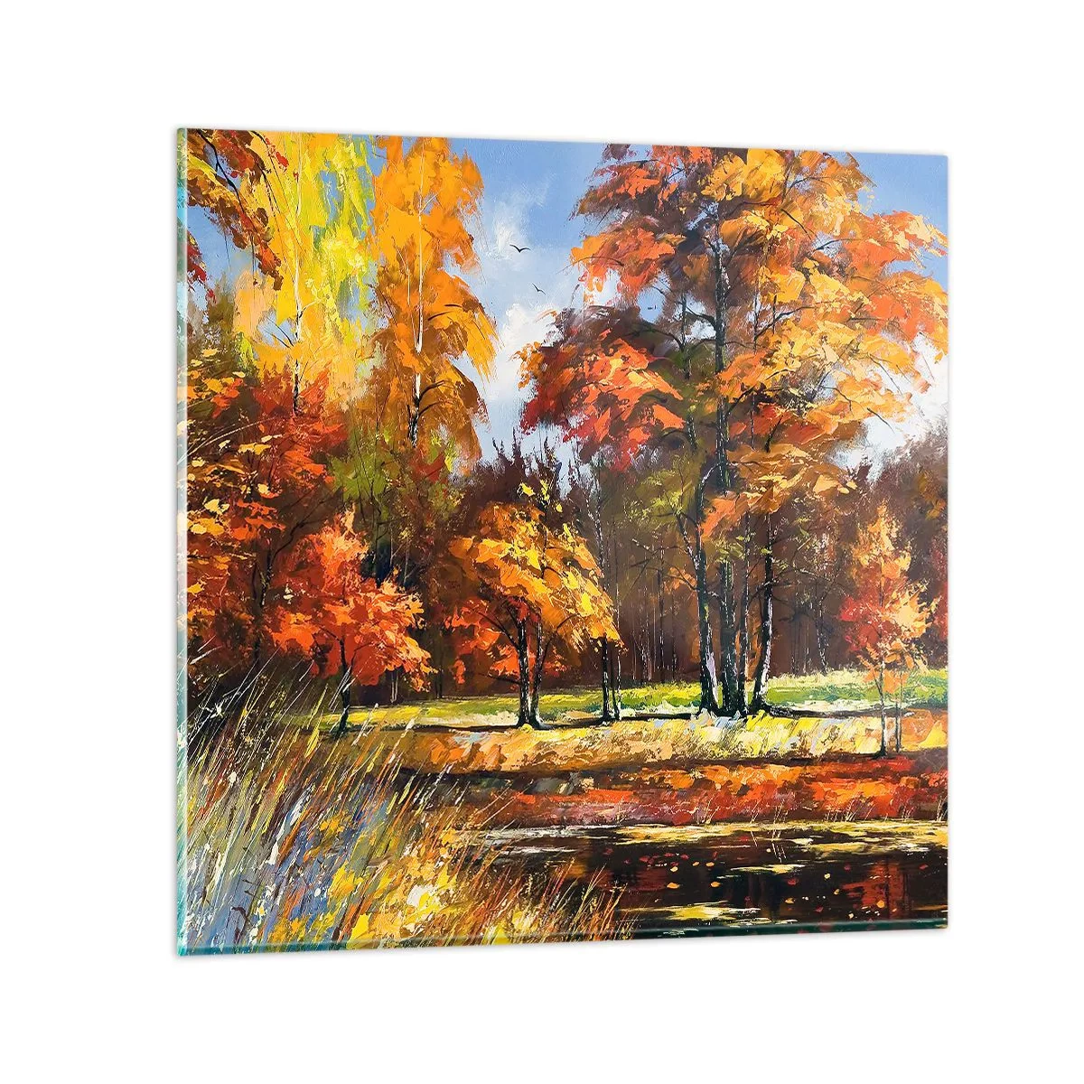 Glass picture - Landscape in Gold and Brown - 60x60 cm