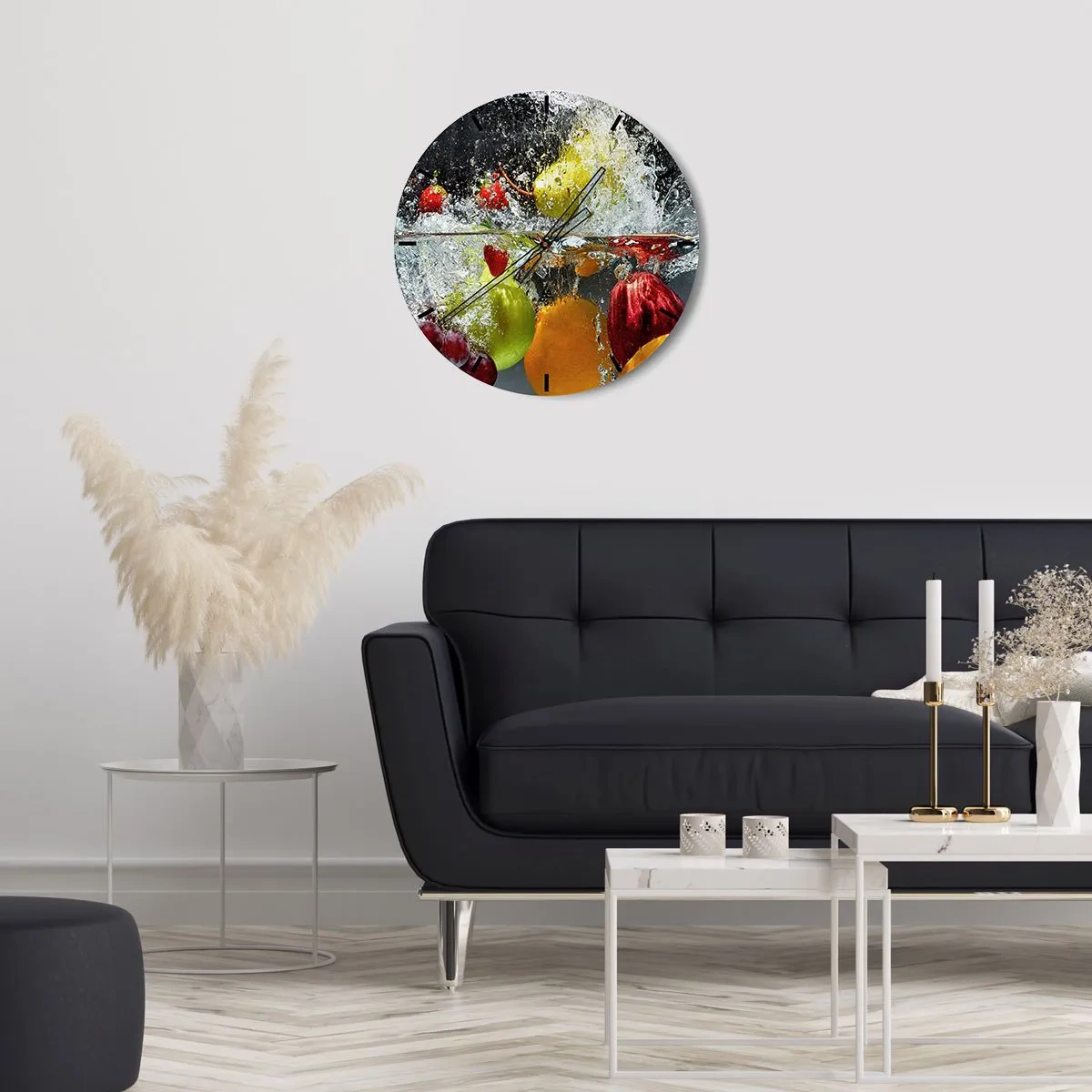 Wall clock - Clock on glass - Fruity Refreshment - 40x40 cm