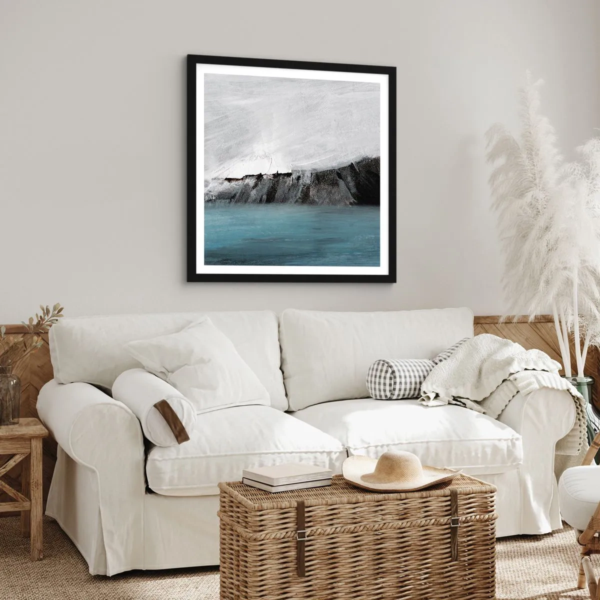 Poster in black frame - Water-Earth: Clash of Elements - 50x50 cm