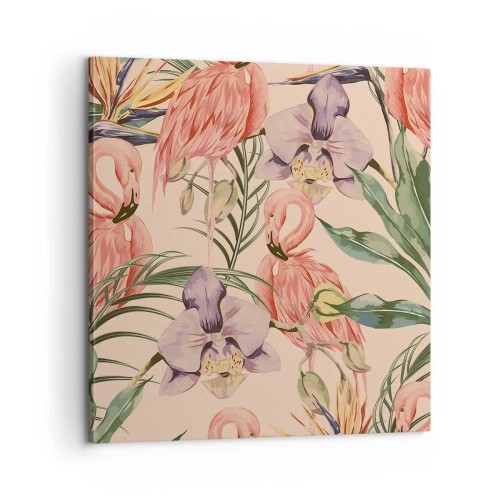 Canvas picture - Pink Ballet among Flowers - 60x60 cm