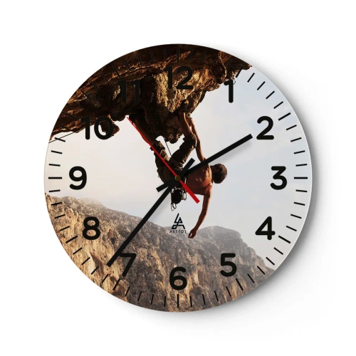 Wall clock - Clock on glass - The Whole World on a Sharp Cliff - 40x40 cm