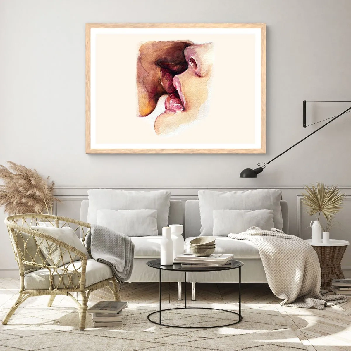 Poster in light oak frame - Like Night and Day, Earth and Heaven - 50x40 cm